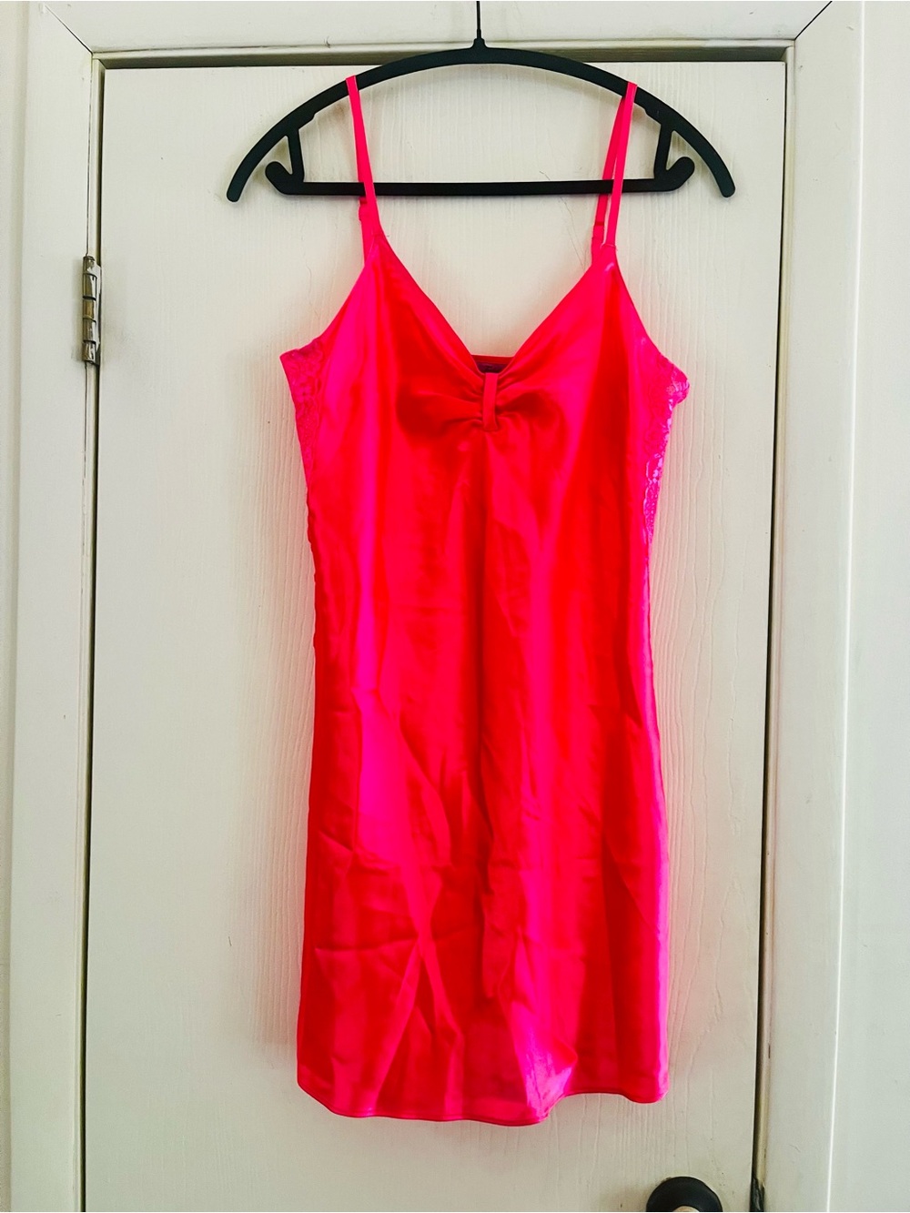 VTG 90s Y2K Satin Lace Silky Fairycore Spaghetti Strap Slip Nightie Chemise S